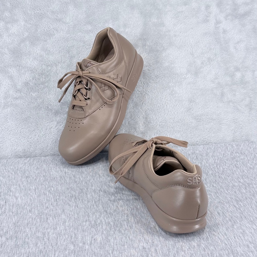 SAS Free Time Walking Shoes Womens 8.5W Wide Taupe Leather Lace Up Comfort USA